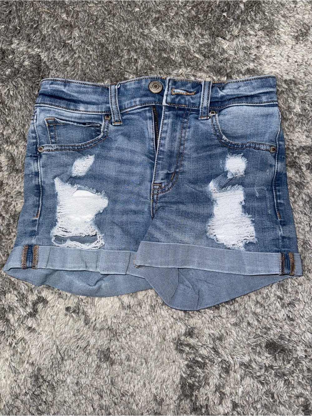 Aeropostale Light Blue Distressed Denim Cuffed Shorts